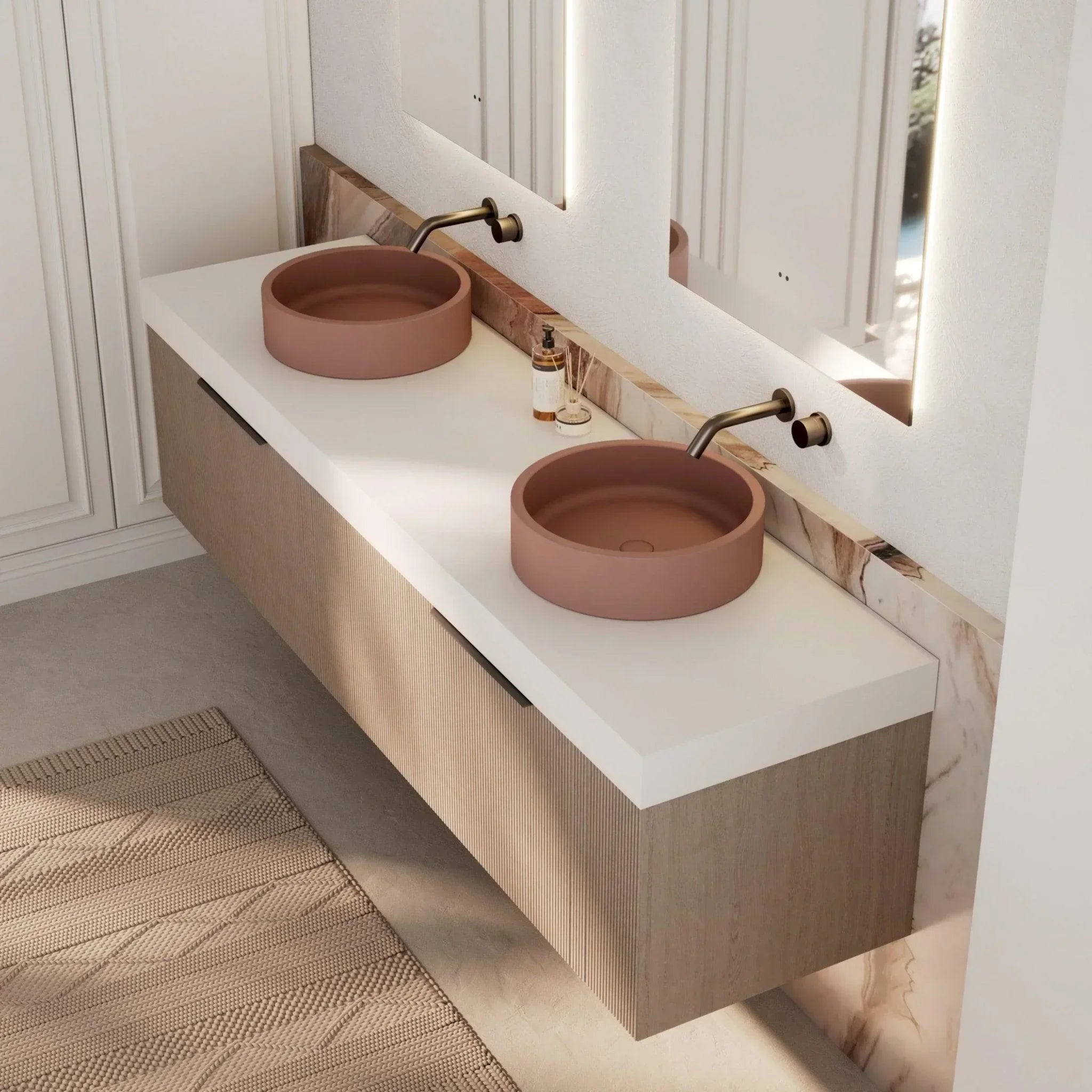 Milano Sicily 1800mm V - Groove Wall Hung Vanity - Pink Wash - Ideal Bathroom CentreSI1800WO