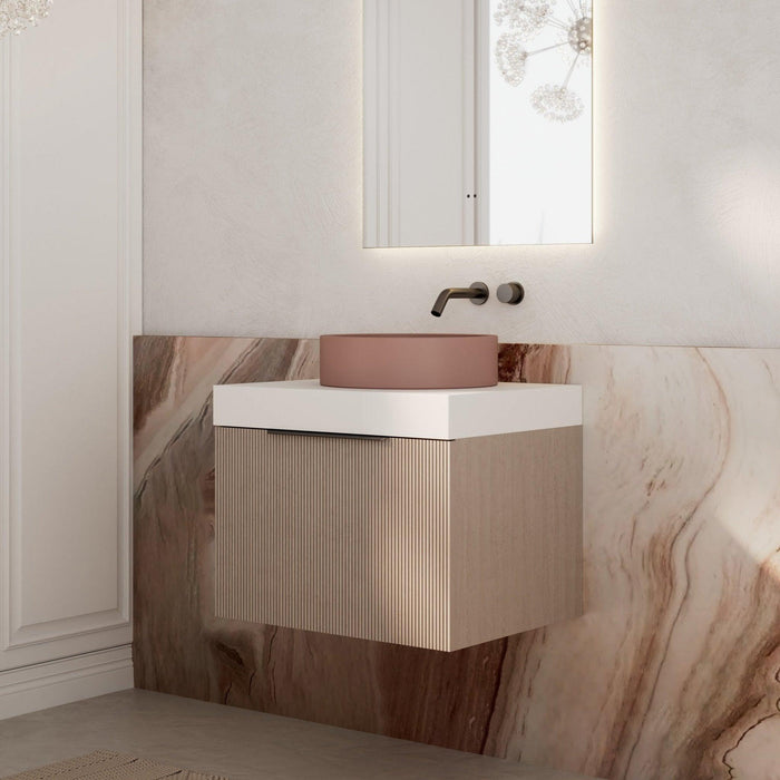 Milano Sicily 600mm V - Groove Wall Hung Vanity - Pink Wash - Ideal Bathroom CentreSI600WO