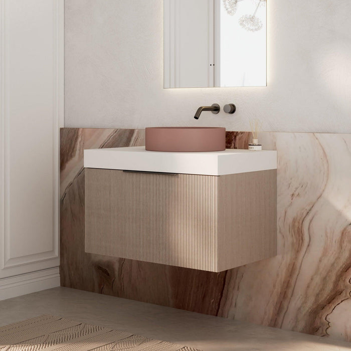 Milano Sicily 750mm V - Groove Wall Hung Vanity - Pink Washed - Ideal Bathroom CentreSI750WO