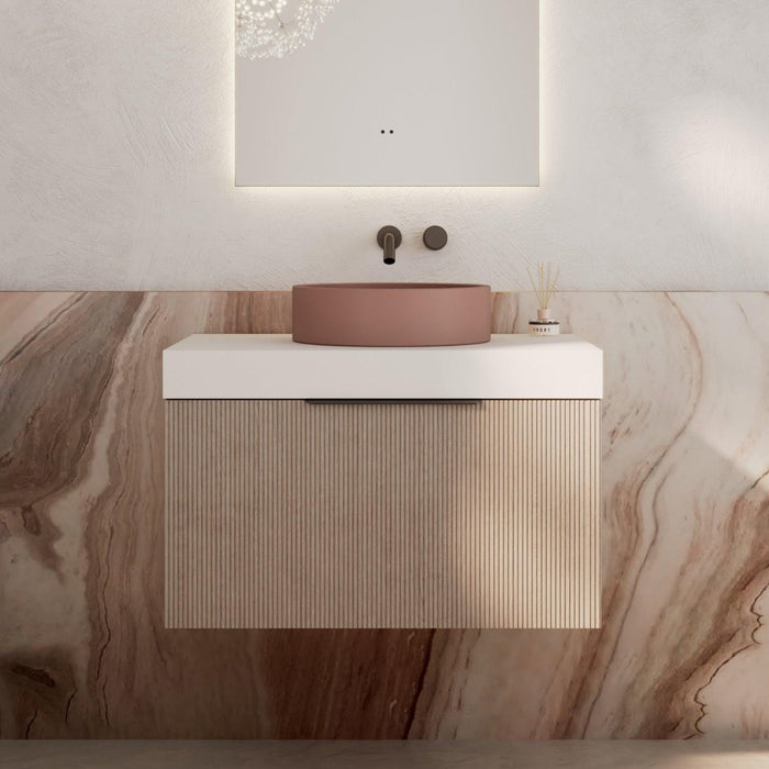 Milano Sicily 750mm V - Groove Wall Hung Vanity - Pink Washed - Ideal Bathroom CentreSI750WO