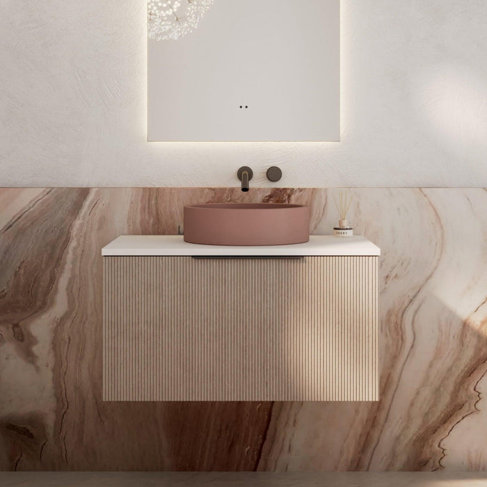 Milano Sicily 750mm V - Groove Wall Hung Vanity - Pink Washed - Ideal Bathroom CentreSI750WO