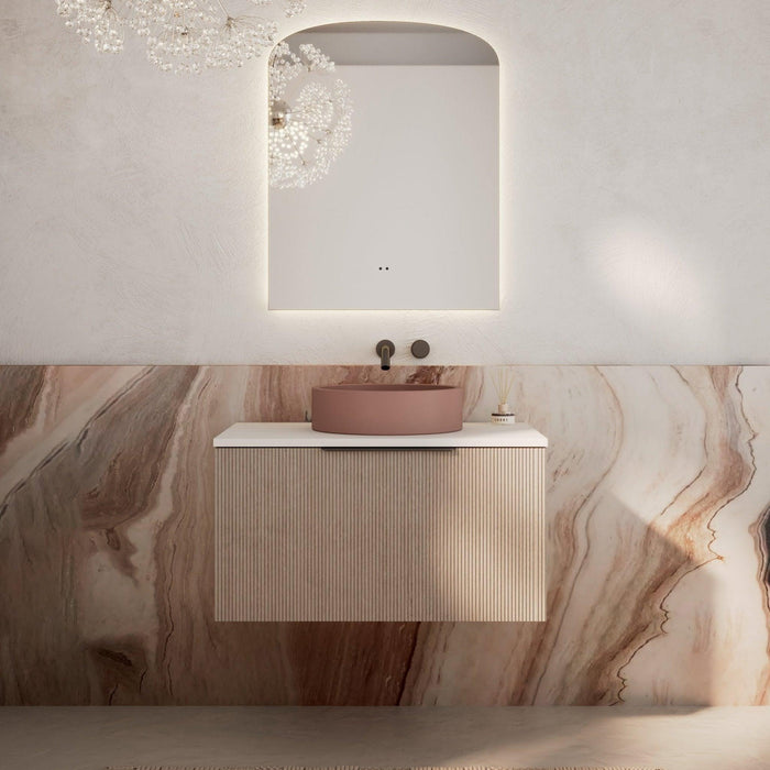 Milano Sicily 750mm V - Groove Wall Hung Vanity - Pink Washed - Ideal Bathroom CentreSI750WO