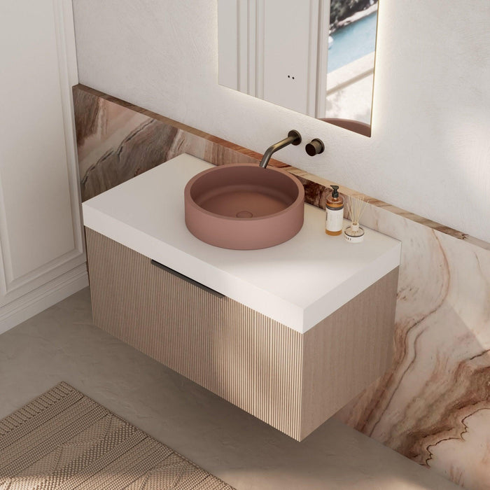 Milano Sicily 900mm V - Groove Wall Hung Vanity - Pink Washed - Ideal Bathroom CentreSI900WO