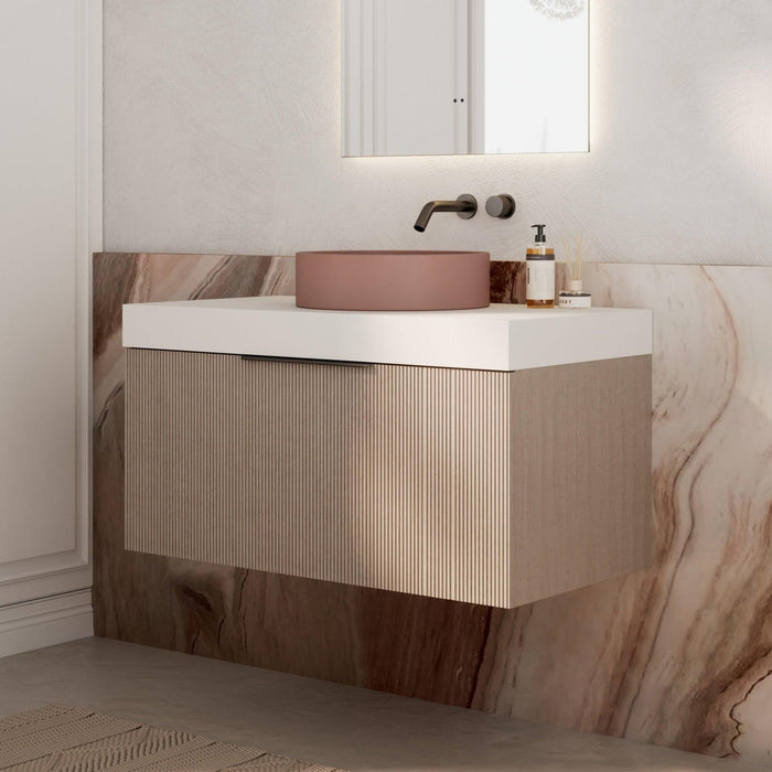 Milano Sicily 900mm V - Groove Wall Hung Vanity - Pink Washed - Ideal Bathroom CentreSI900WO