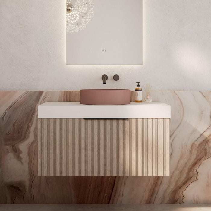 Milano Sicily 900mm V - Groove Wall Hung Vanity - Pink Washed - Ideal Bathroom CentreSI900WO