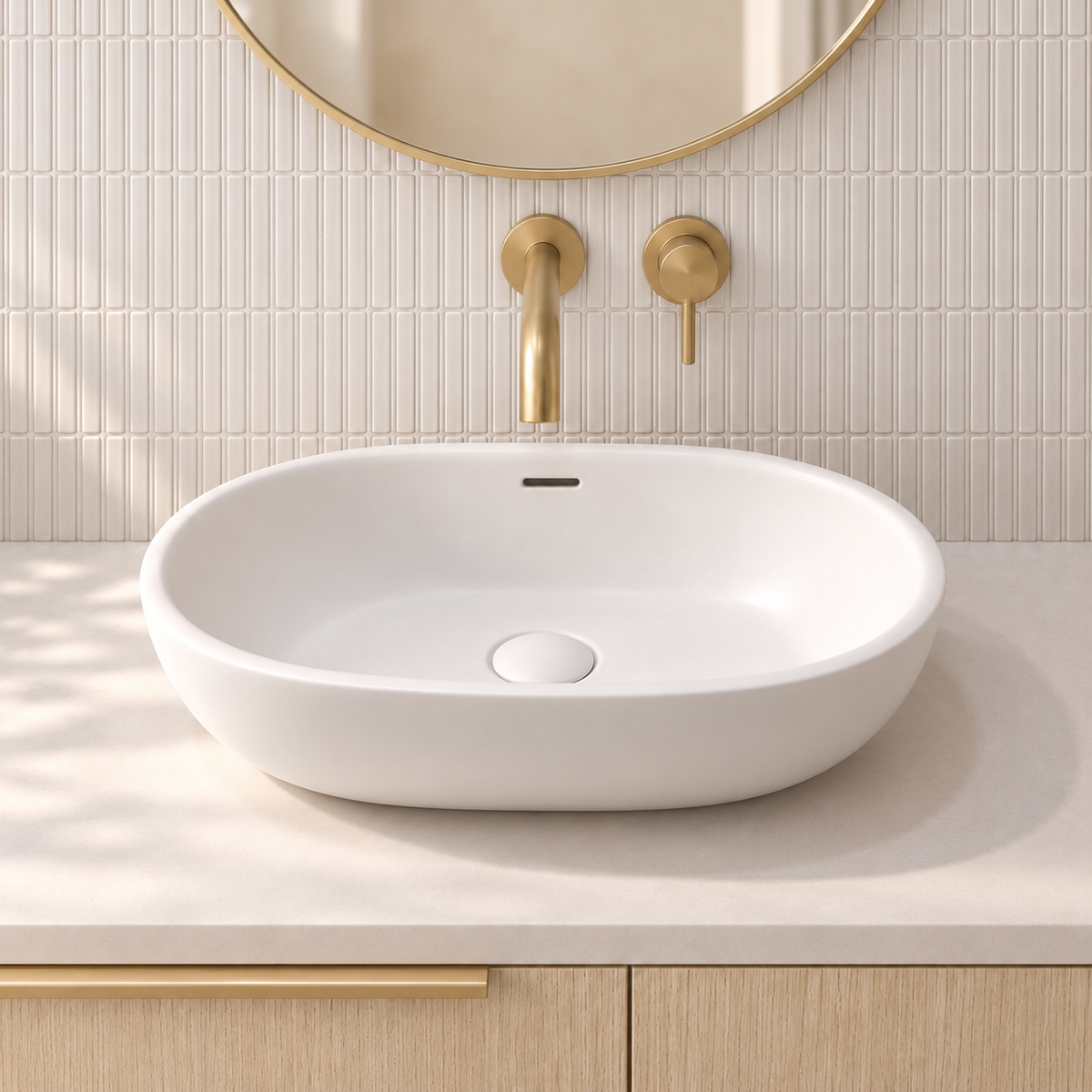 Milano Soul 520mm Solid Surface Basin with Overflow
