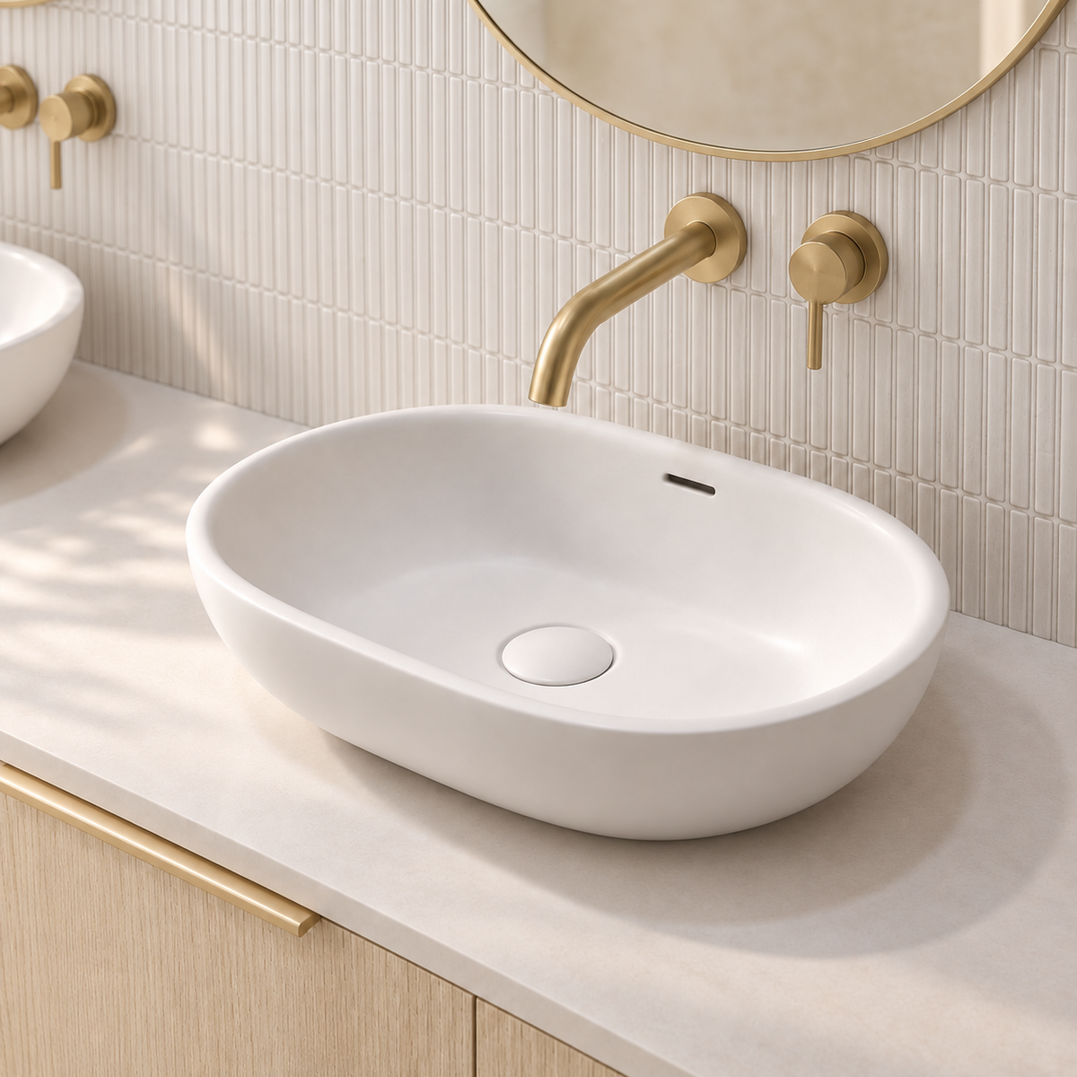 Milano Soul 520mm Solid Surface Basin with Overflow
