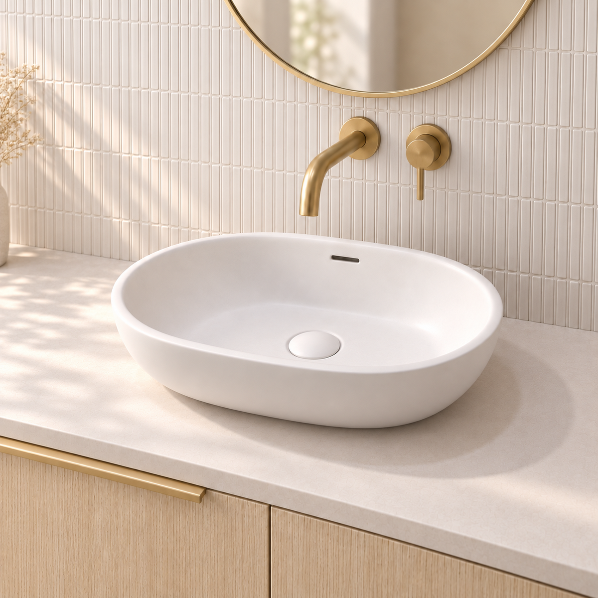 Milano Soul 520mm Solid Surface Basin with Overflow