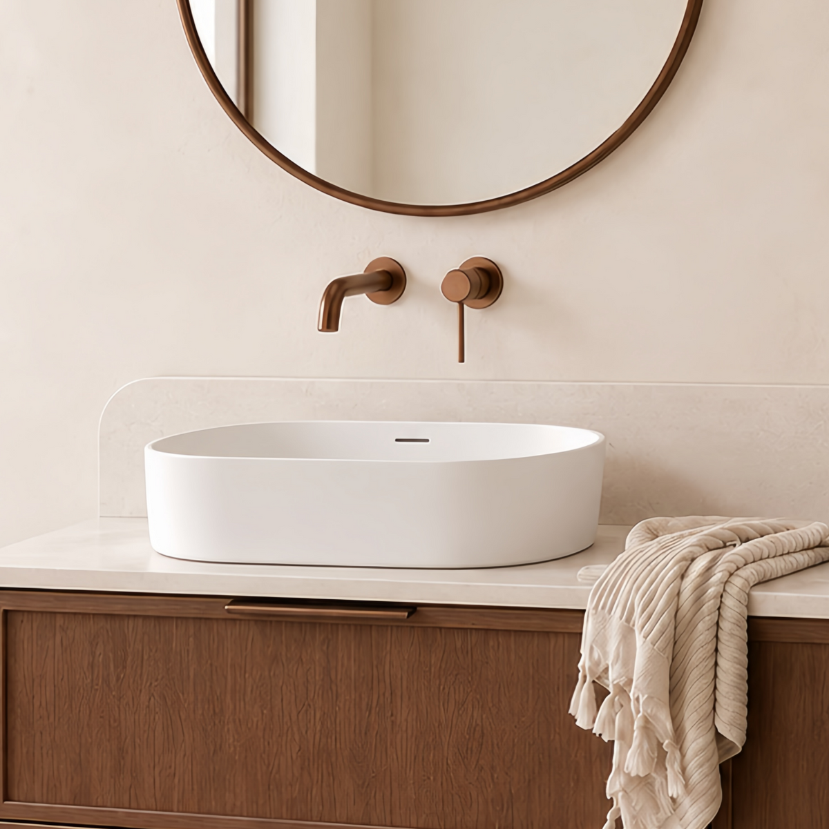 Milano Soul Pro 580mm Solid Surface Basin with Overflow