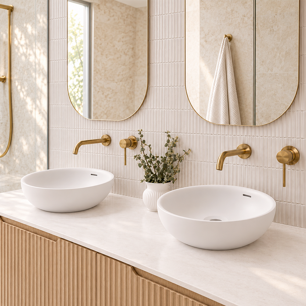 Milano Soul Round 380mm Solid Surface Basin with Overflow