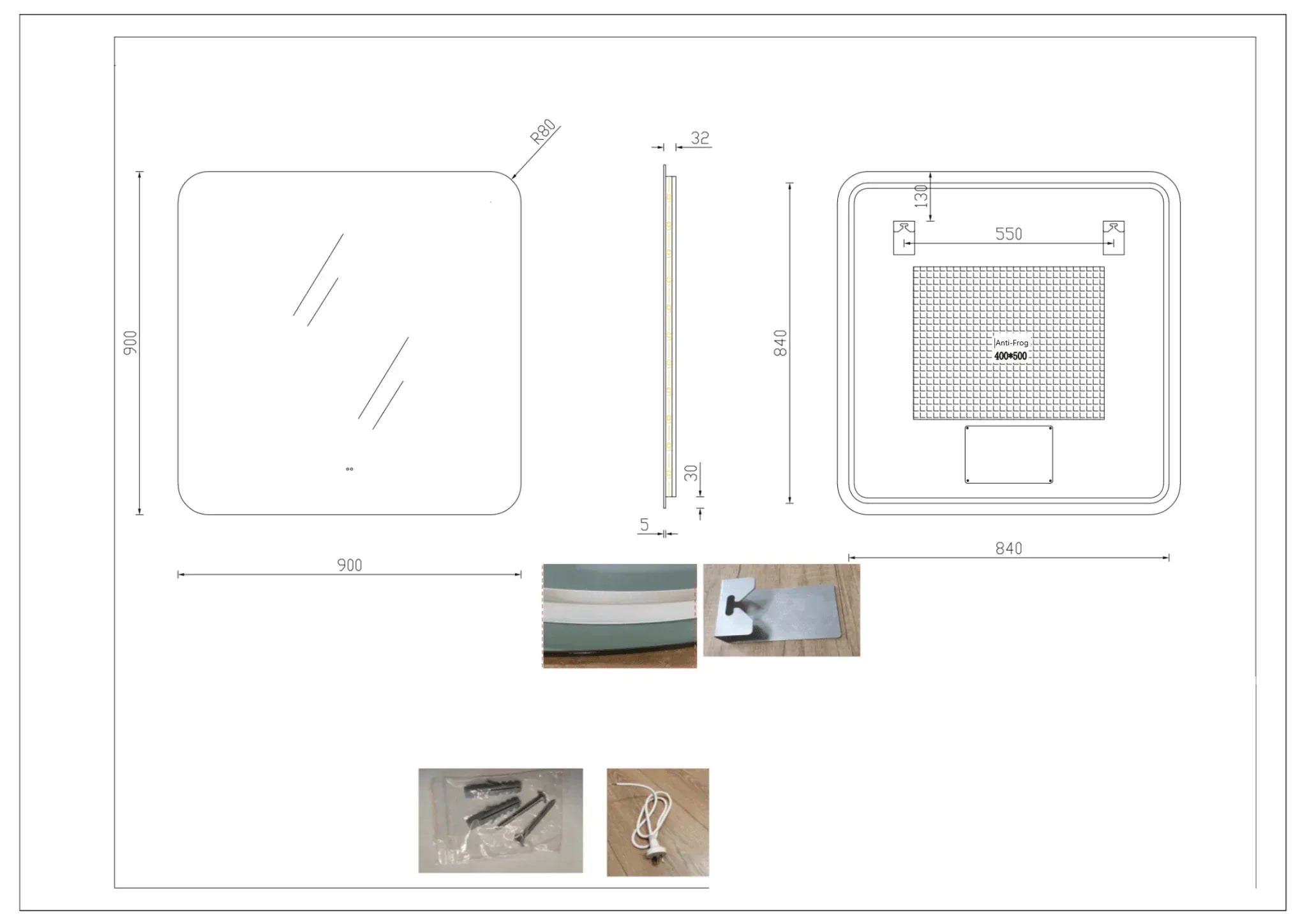 Milano Sqaure 900x900mm Frameless LED Mirror - Ideal Bathroom CentreRE9090LED