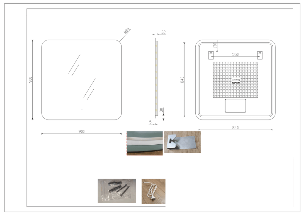 Milano Sqaure 900x900mm Frameless LED Mirror - Ideal Bathroom CentreRE9090LED