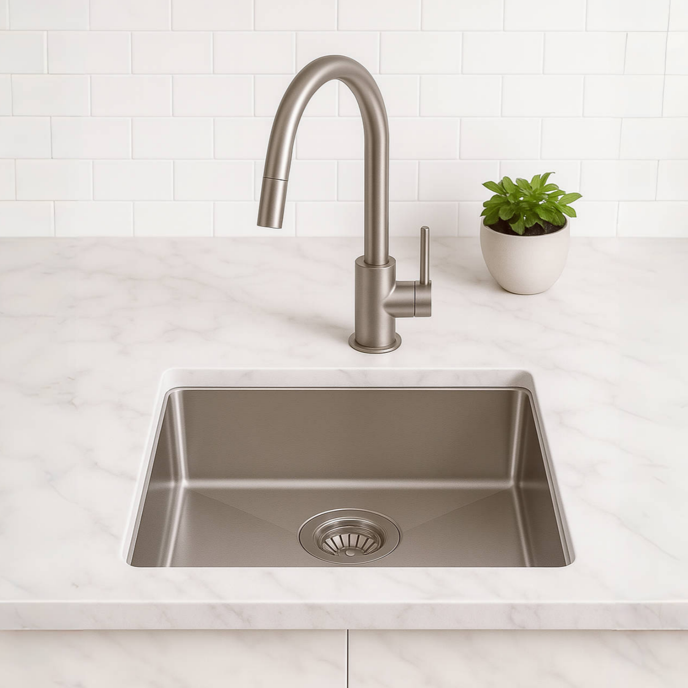 Milano Bianca Single 450x450mm Kitchen Sink