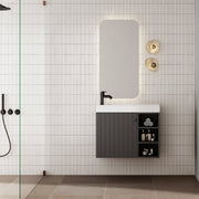 Milano Vee Groove 700mm Small Space Vanity with Shelf-Matte Black