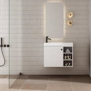 Milano Vee Groove 700mm Small Space Vanity with Shelf-Matte White