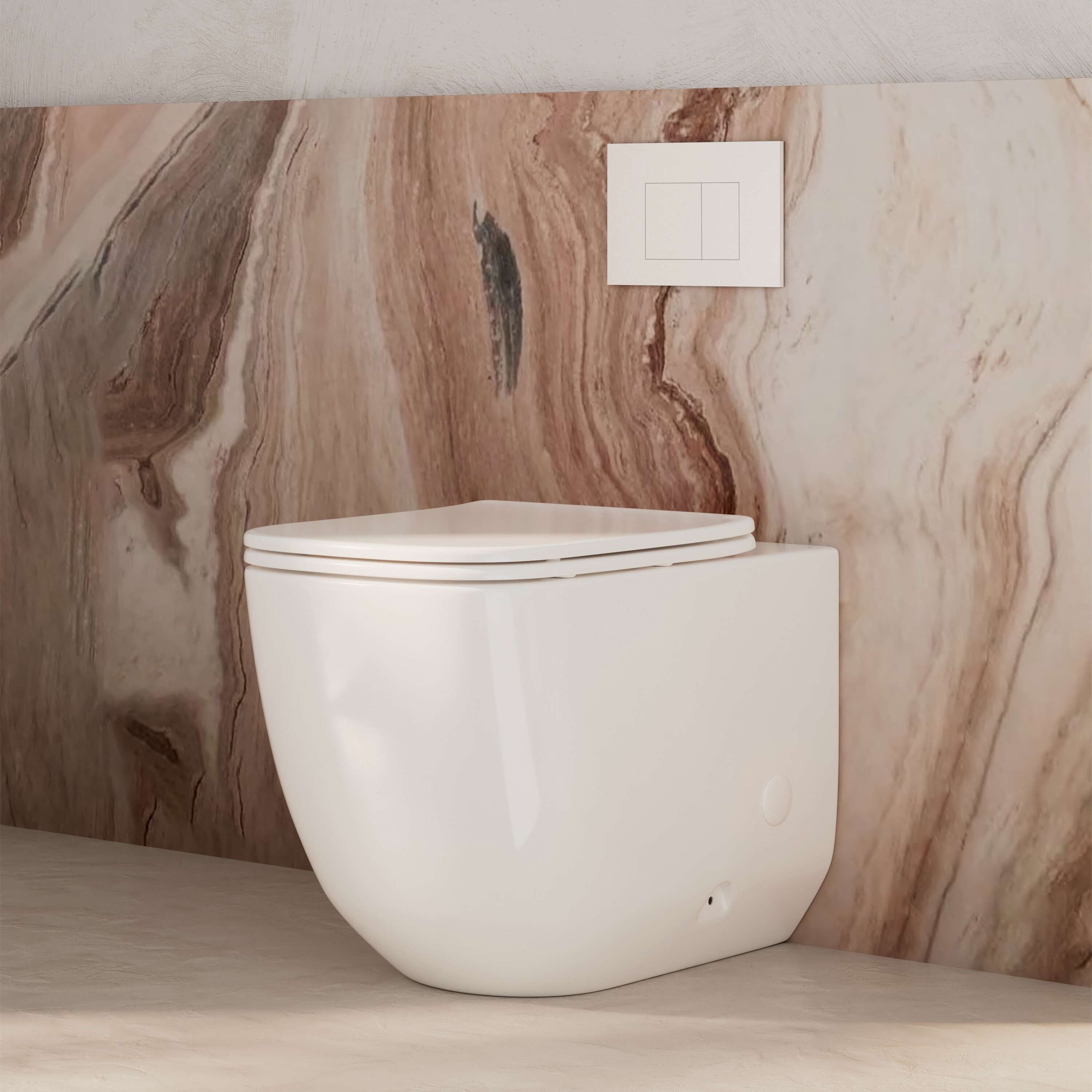 Milano Vogue Concealed In Wall Wall-Faced Toilet Suite, Gloss White