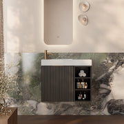 Milano Wave Flute 700mm Small Space Vanity with Shelf-Matte Black