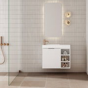 Milano Wave Flute 700mm Small Space Vanity with Shelf-Matte White