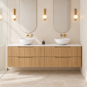 Milano Wave Flute 1800mm Wall Hung Vanity Natural Oak
