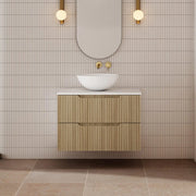 Milano Wave Flute 750mm Wall Hung Vanity Natural Oak