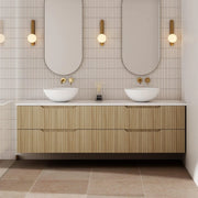 Milano Wave Flute 1800mm Wall Hung Vanity Natural Oak