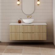 Milano Wave Flute 1200mm Wall Hung Vanity Natural Oak
