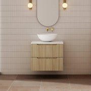 Milano Wave Flute 600mm Wall Hung Vanity Natural Oak