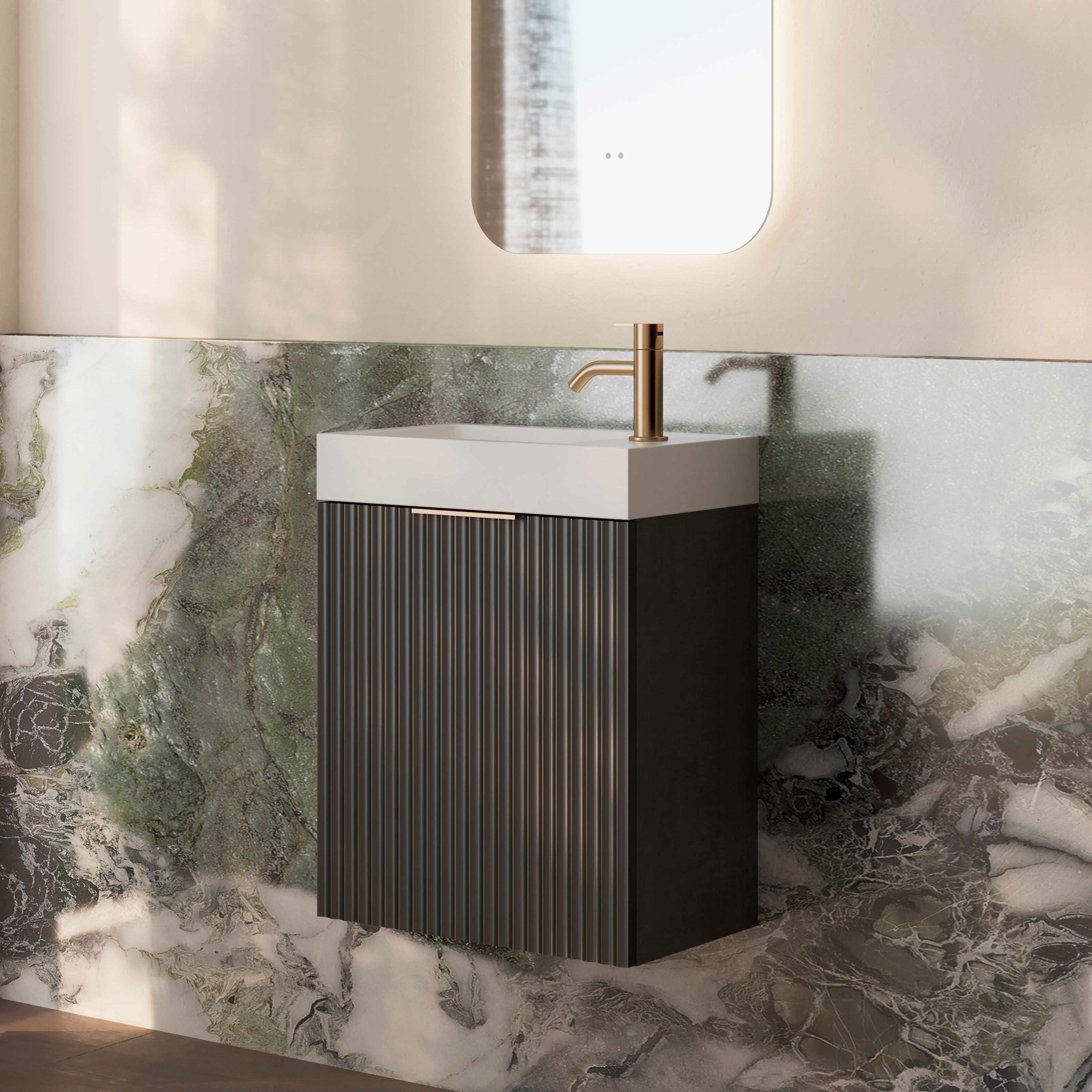 Milano Wave Flute 460mm Small Space Vanity-Matte Black