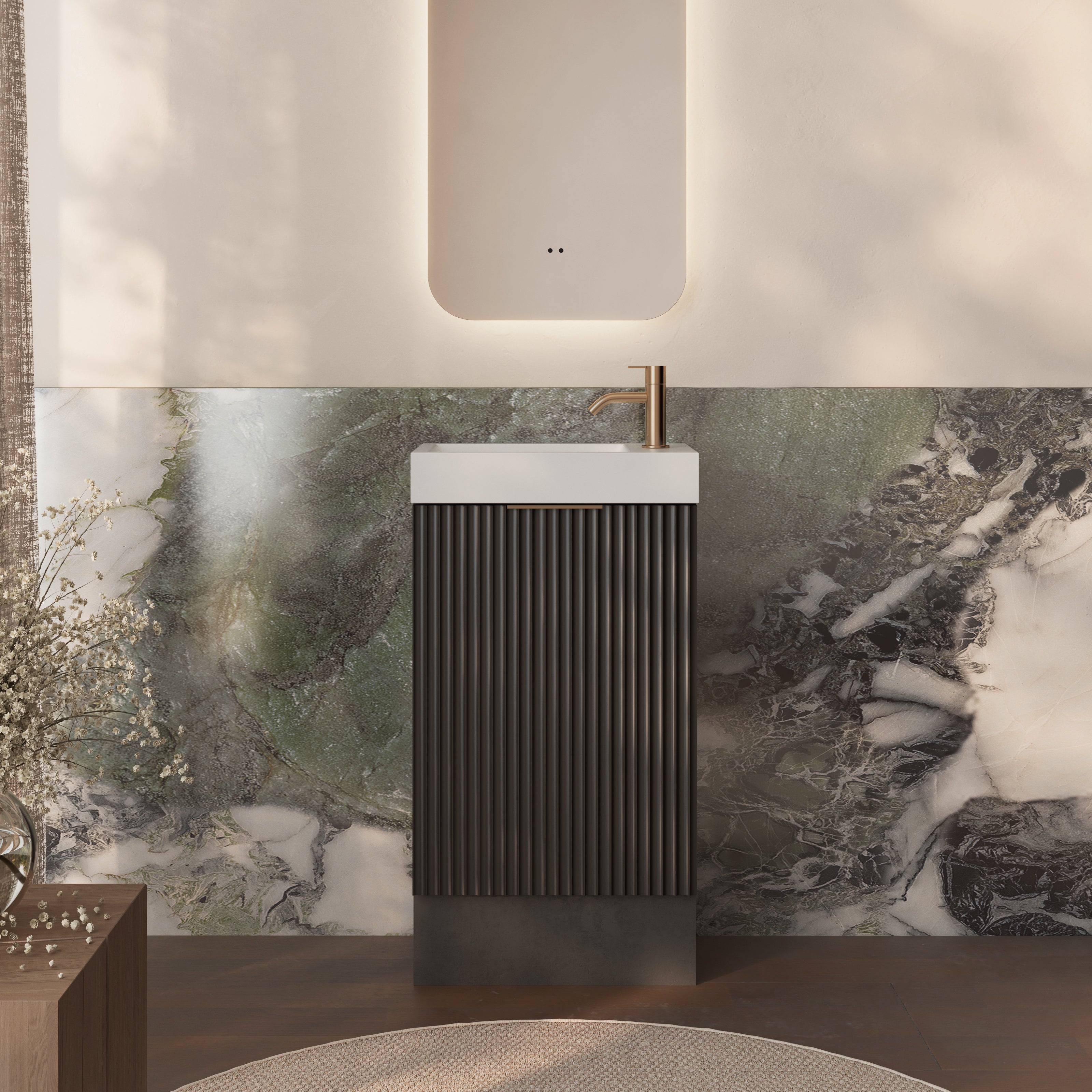 Milano Wave Flute 460mm Small Space Vanity-Matte Black