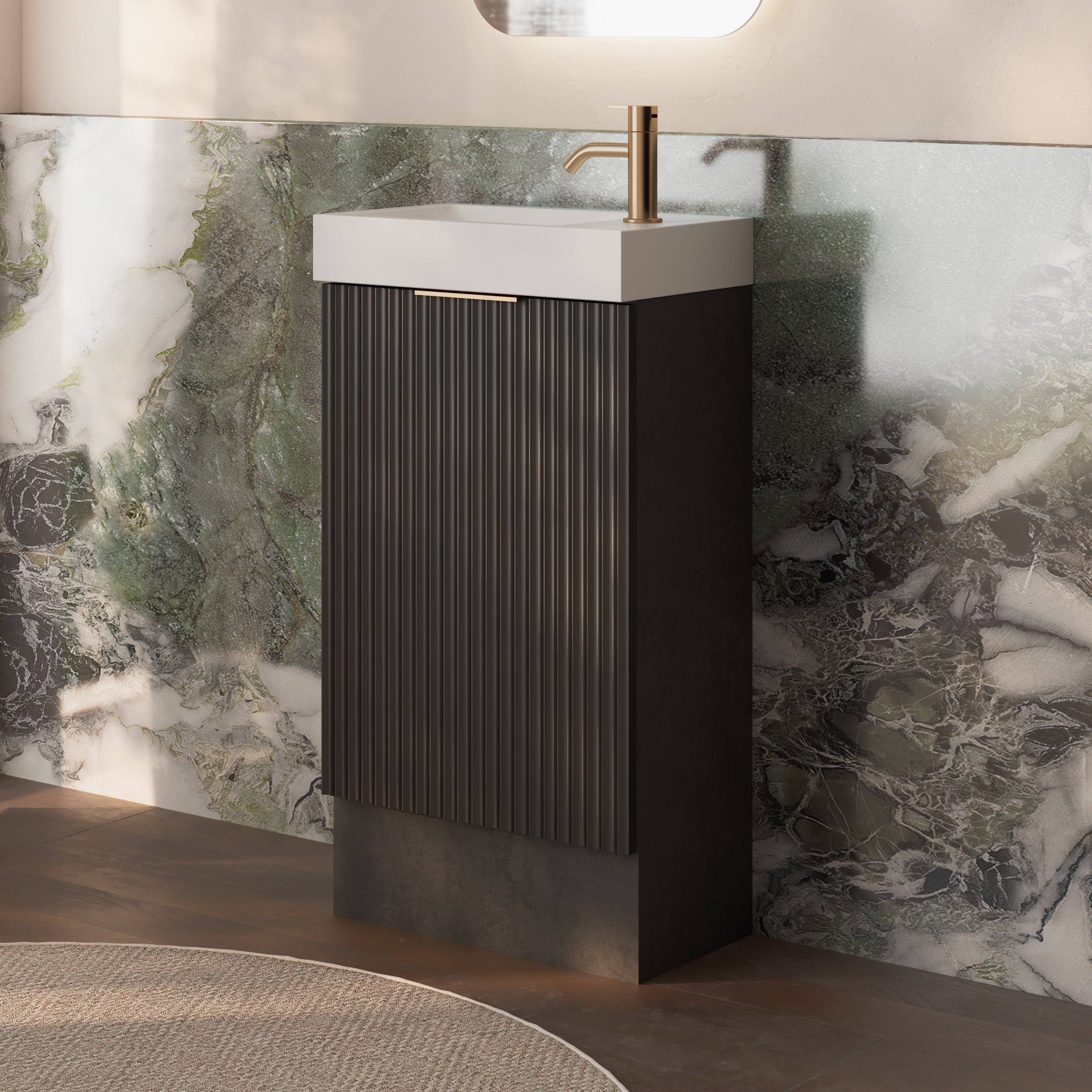 Milano Wave Flute 460mm Small Space Vanity-Matte Black