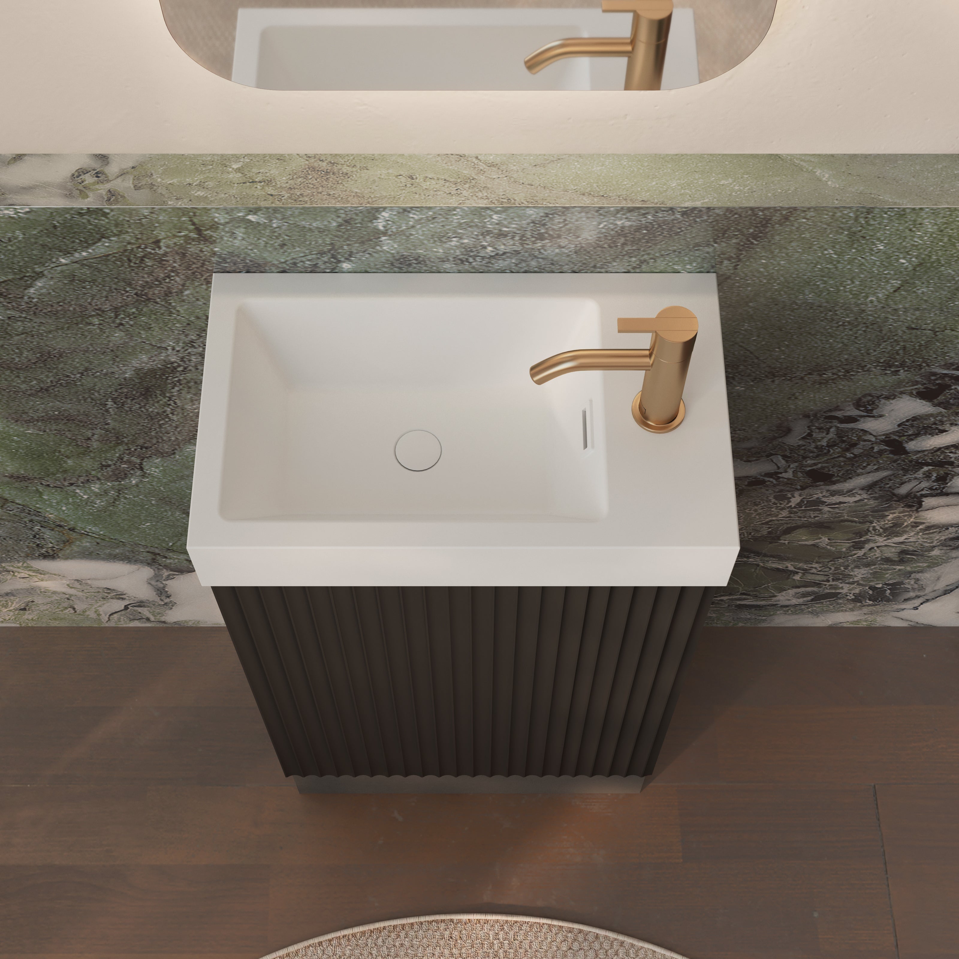 Milano Wave Flute 460mm Small Space Vanity-Matte Black