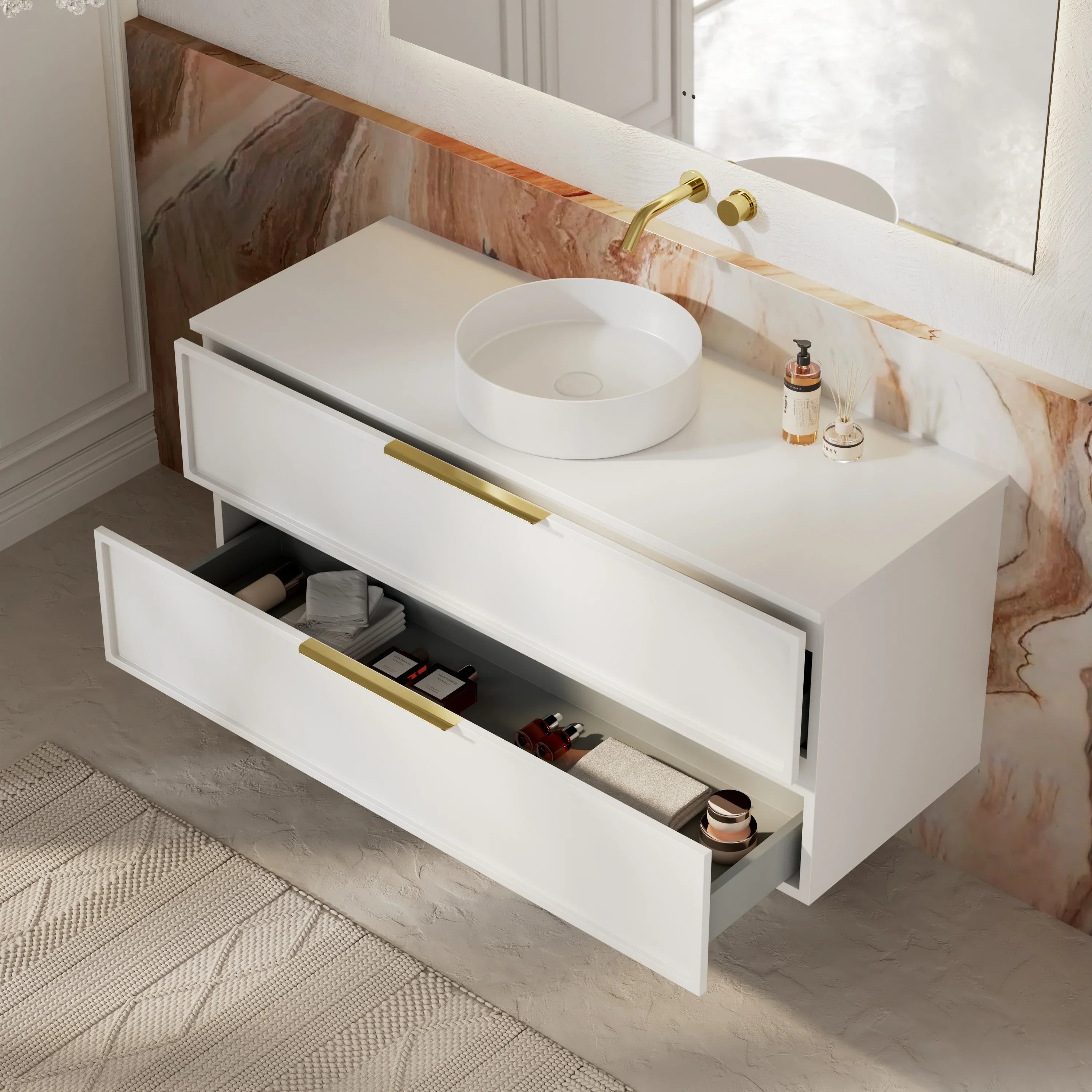 Milano Federation 1200mm Wall Hung Vanity Matte White