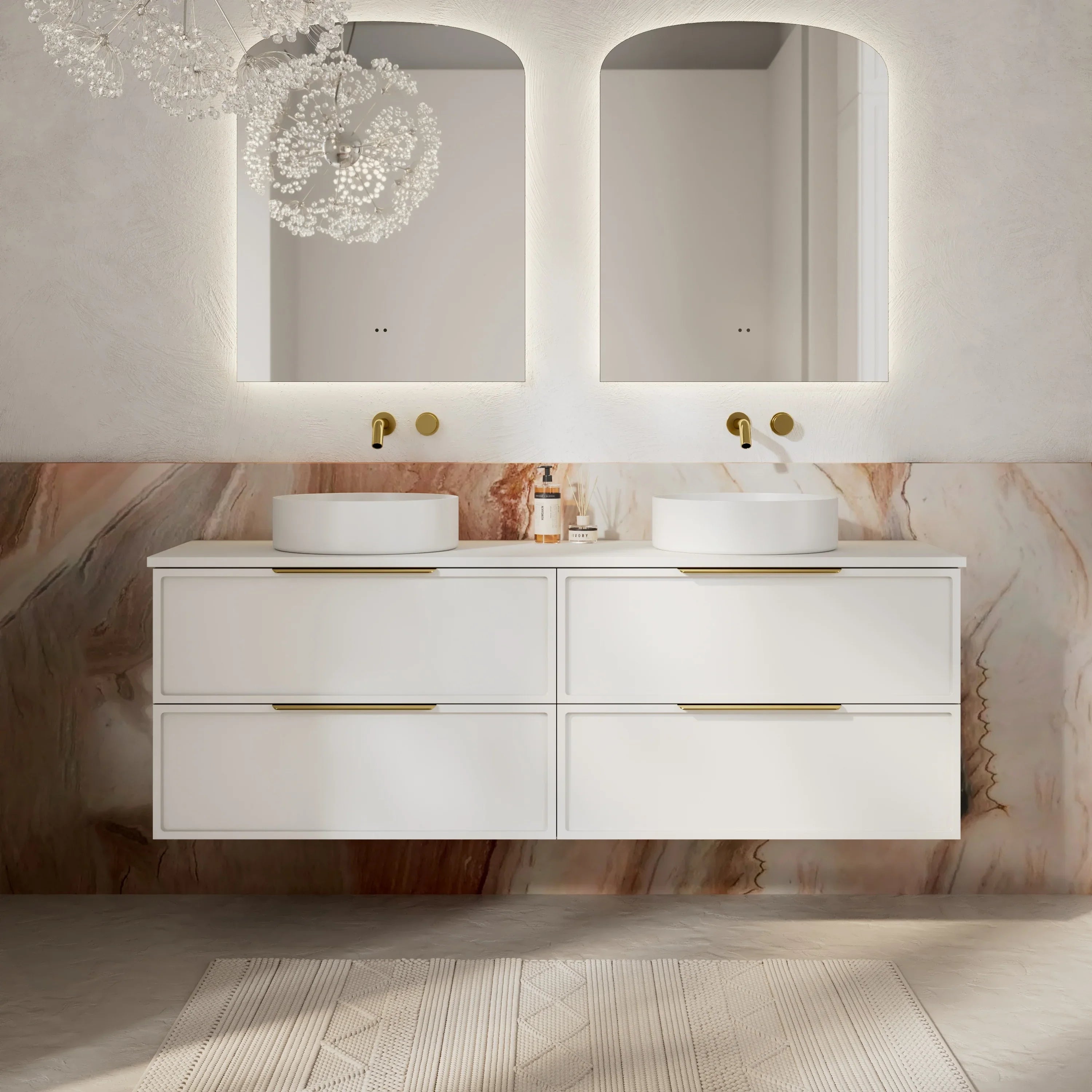 Milano Federation 1500mm Wall Hung Vanity Matte White