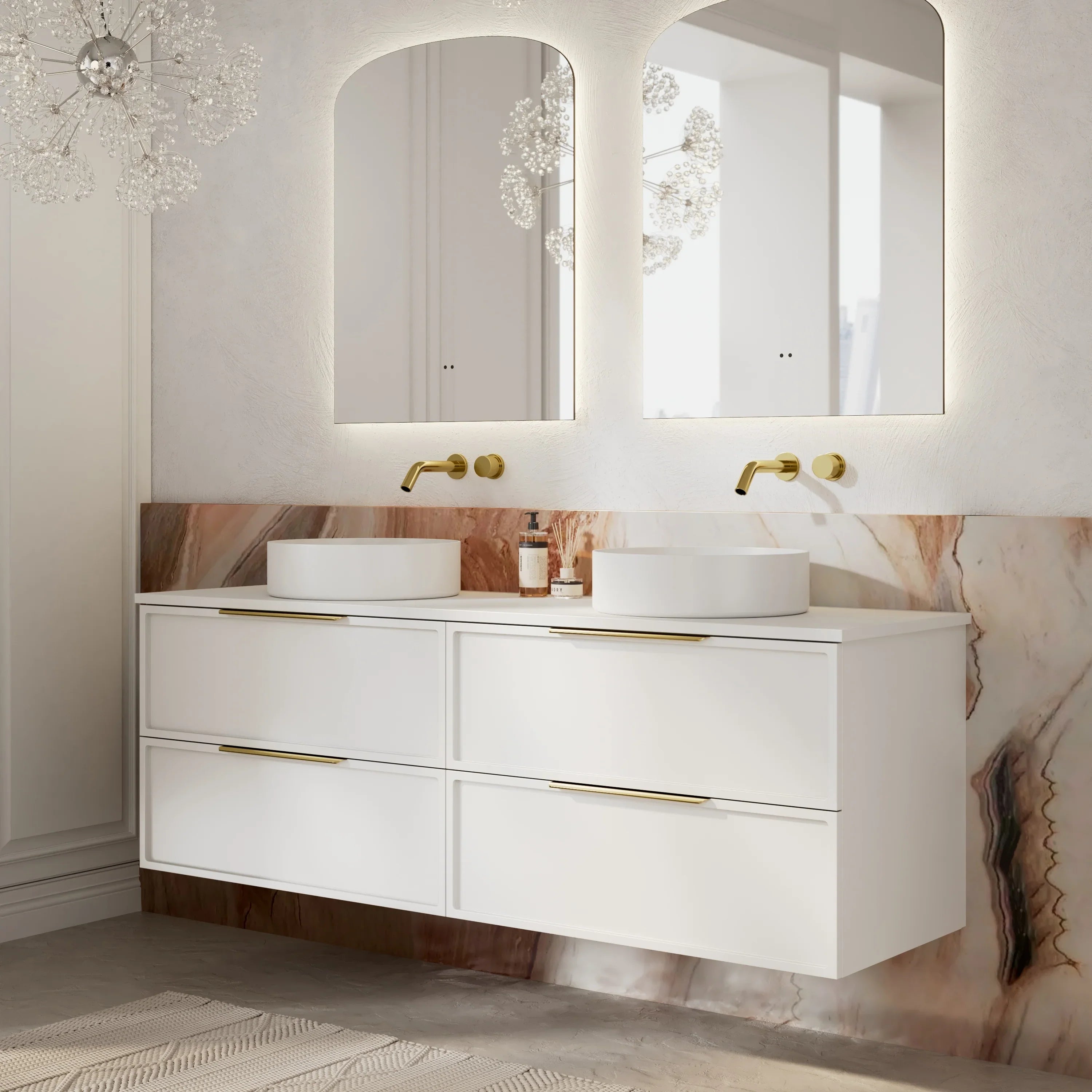 Milano Federation 1500mm Wall Hung Vanity Matte White