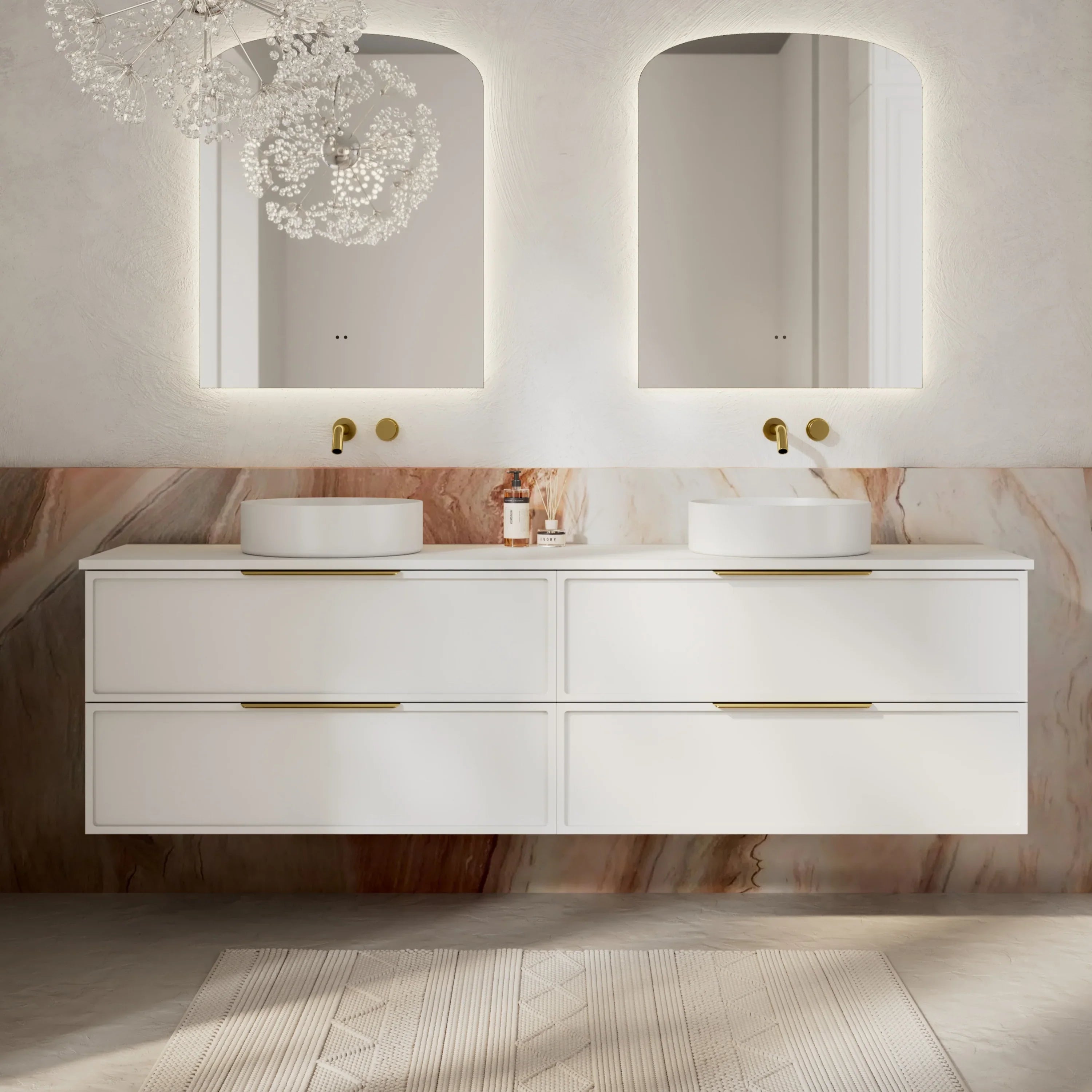 Milano Federation 1800mm Wall Hung Vanity Matte White