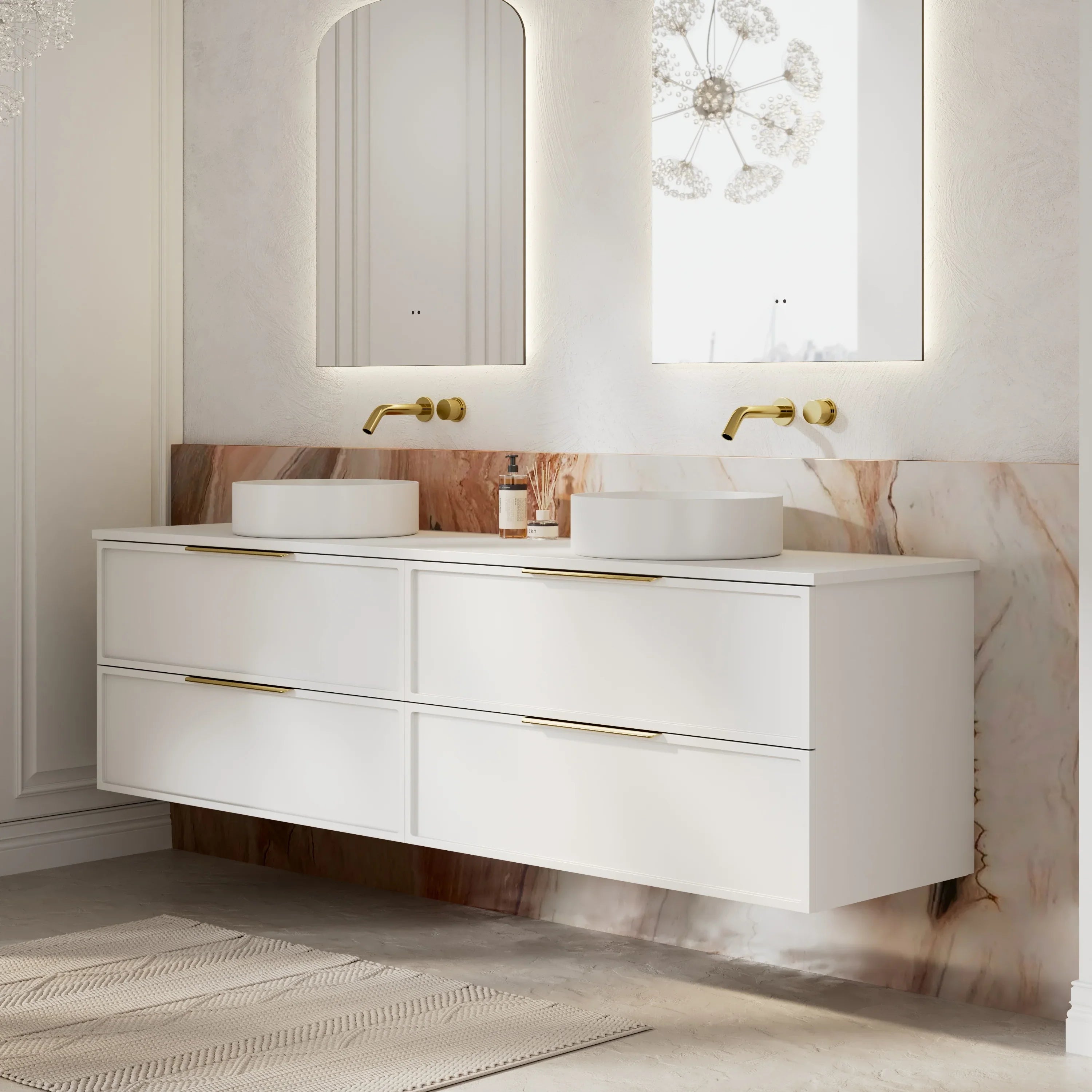 Milano Federation 1800mm Wall Hung Vanity Matte White
