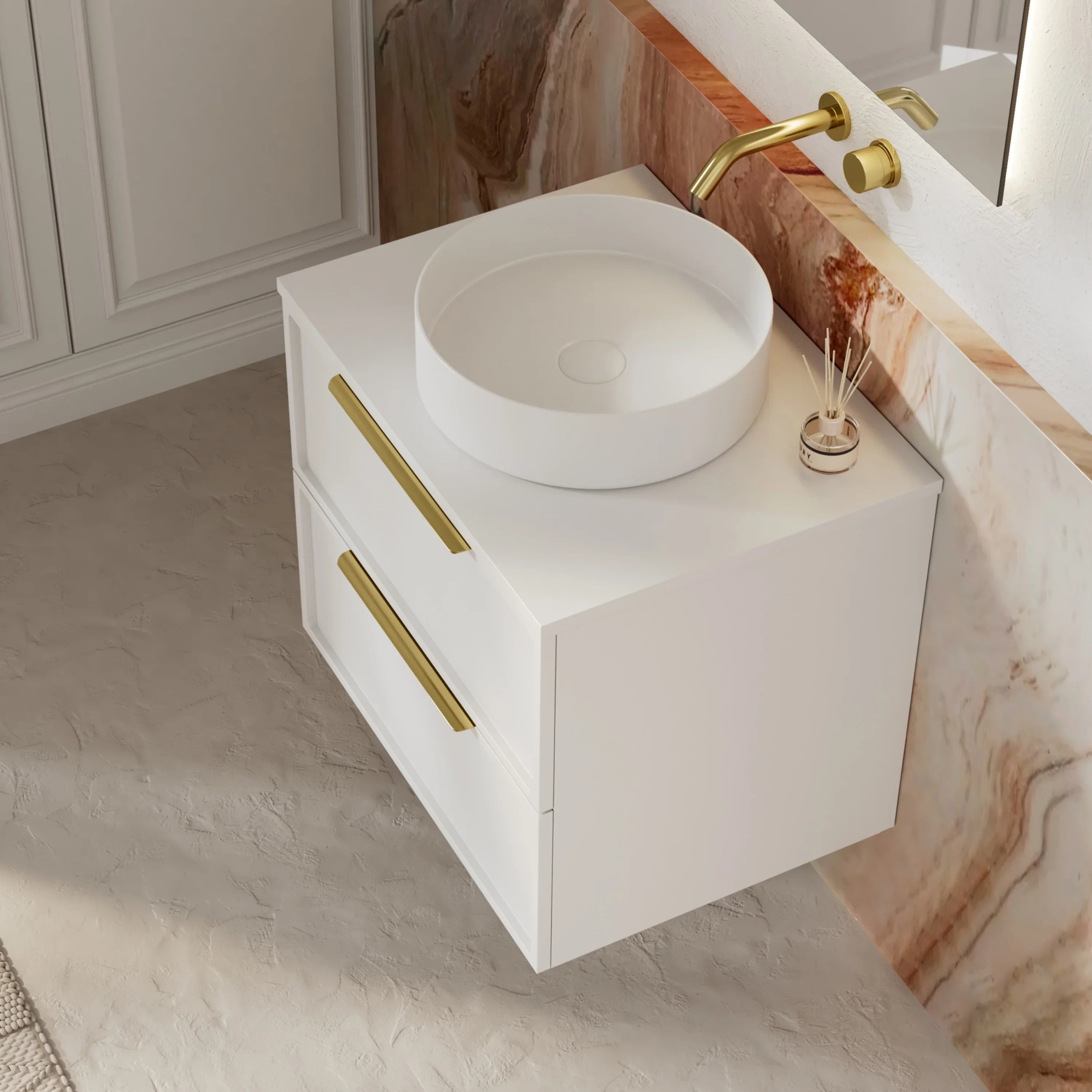 Milano Federation 600mm Wall Hung Vanity Matte White