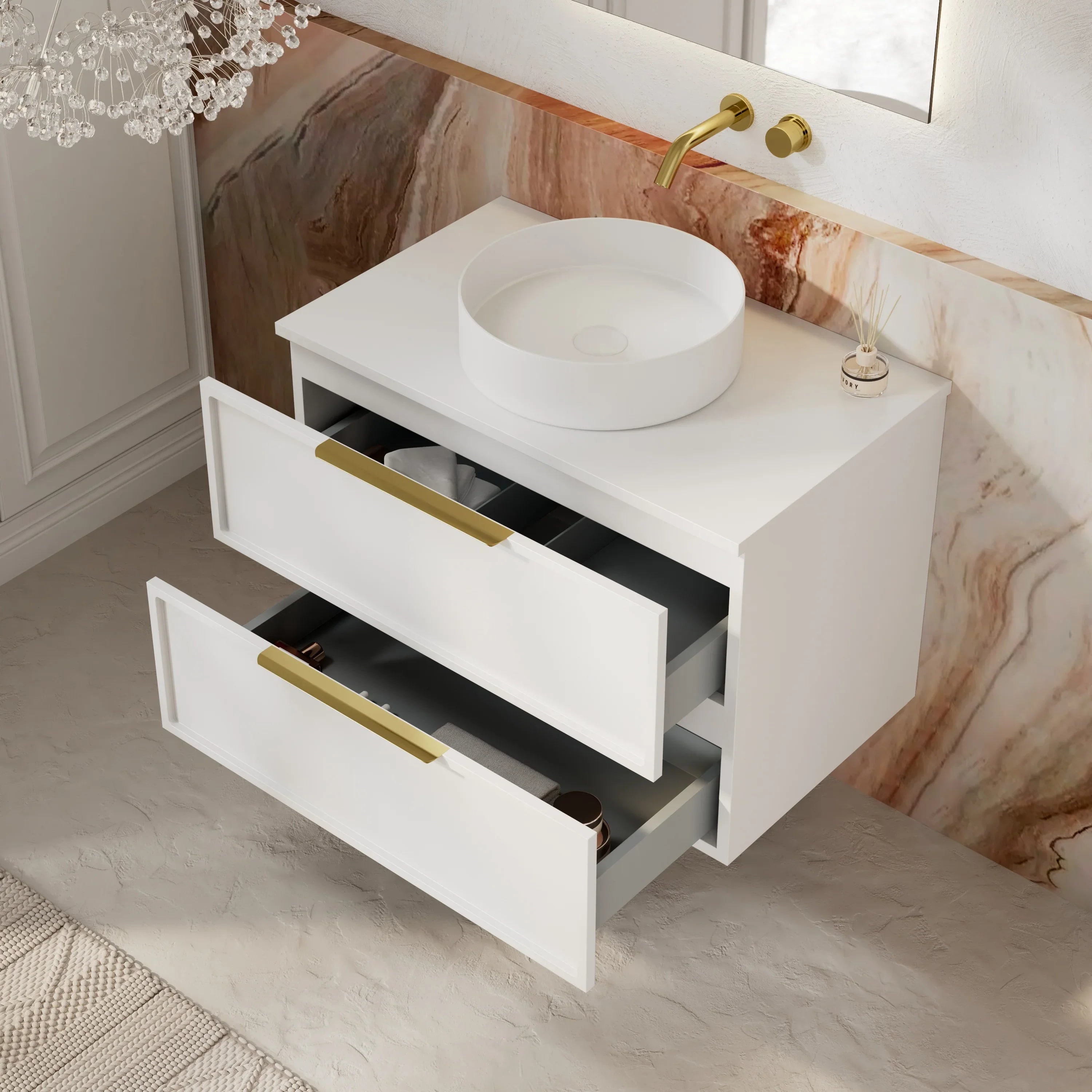 Milano Federation 750mm Wall Hung Vanity Matte White