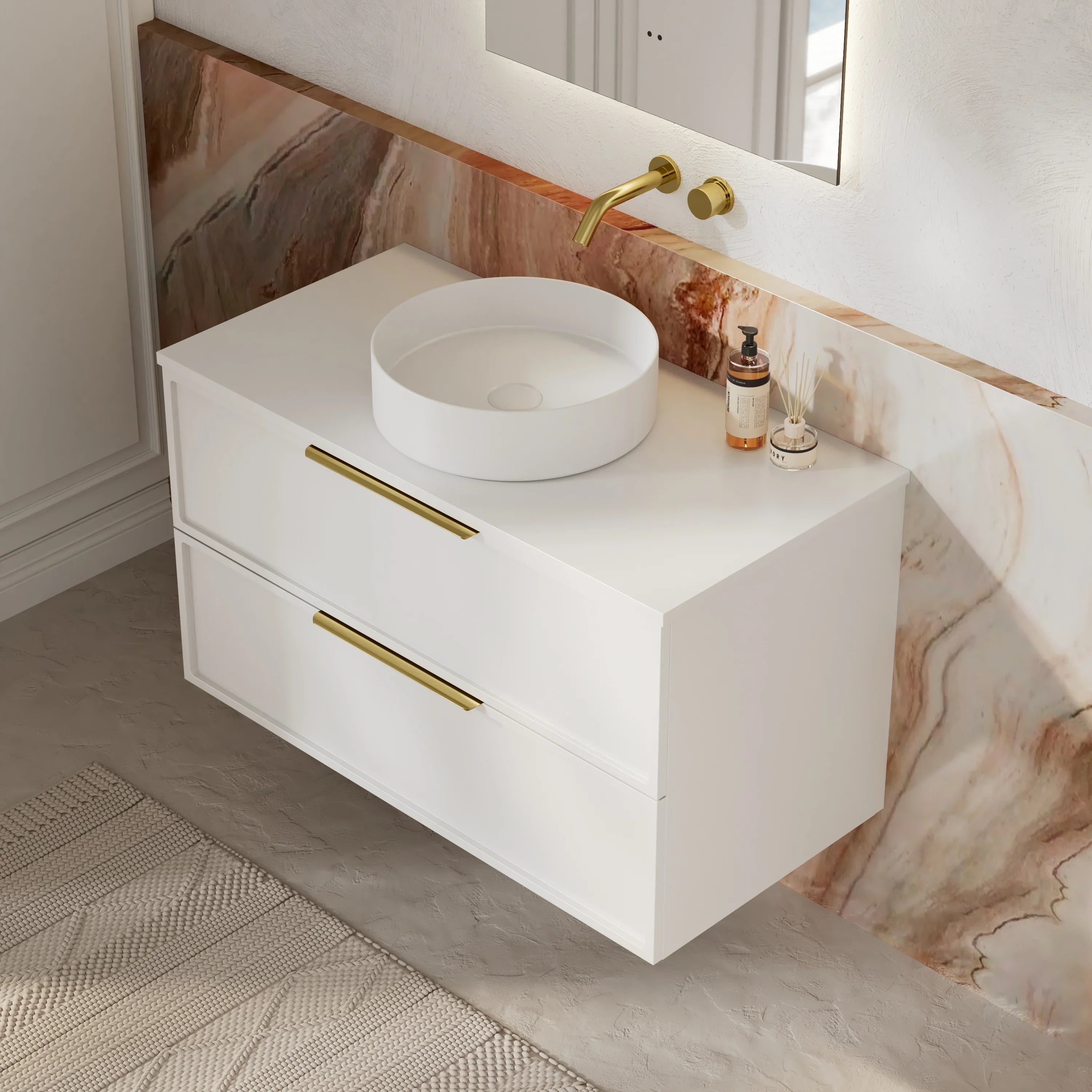 Milano Federation 900mm Wall Hung Vanity Matte White