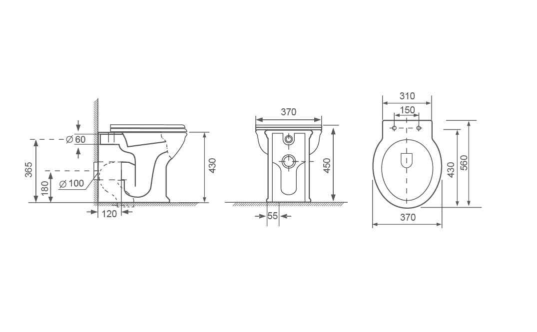 Milano Federation Concealed In Wall Wall-Faced Toilet Suite with White Seat