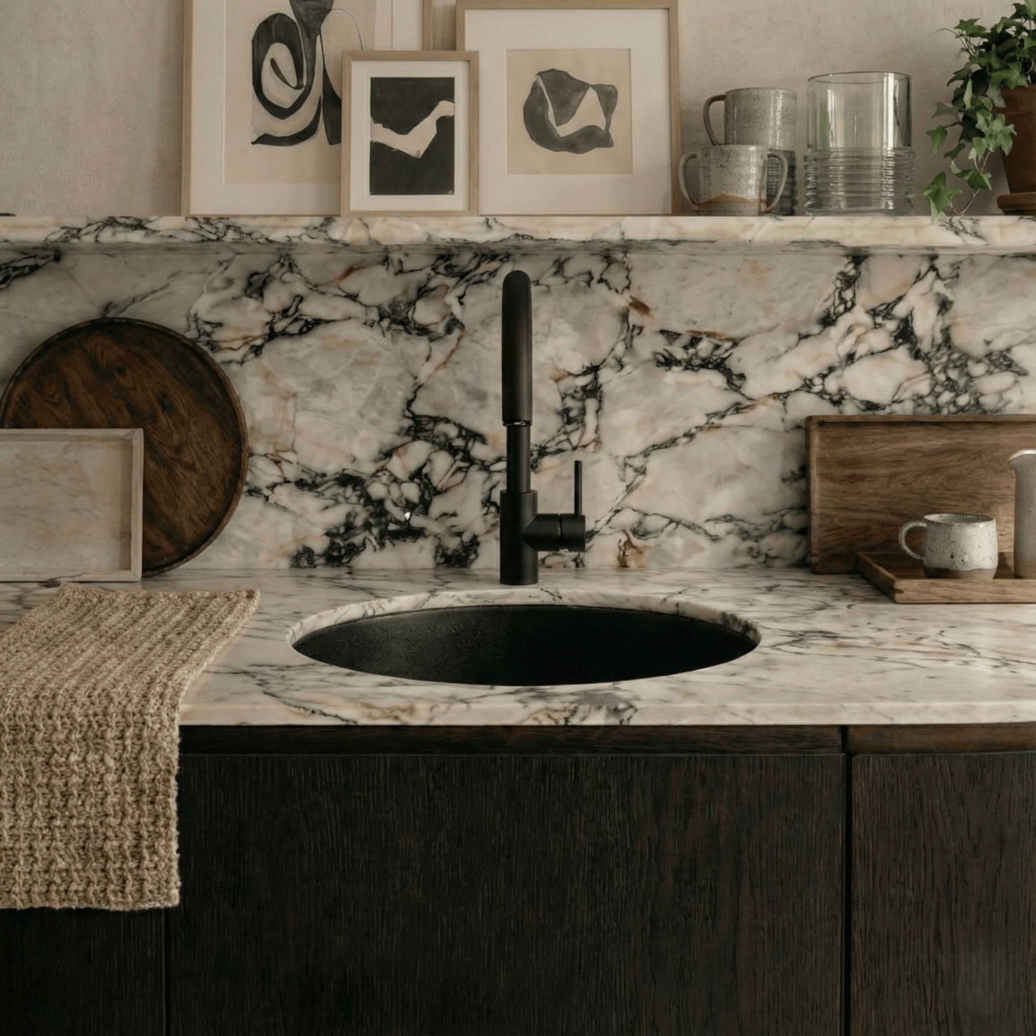 Milano Granite  Round 450mm Sink Single Bowl Sink, Matte  Black