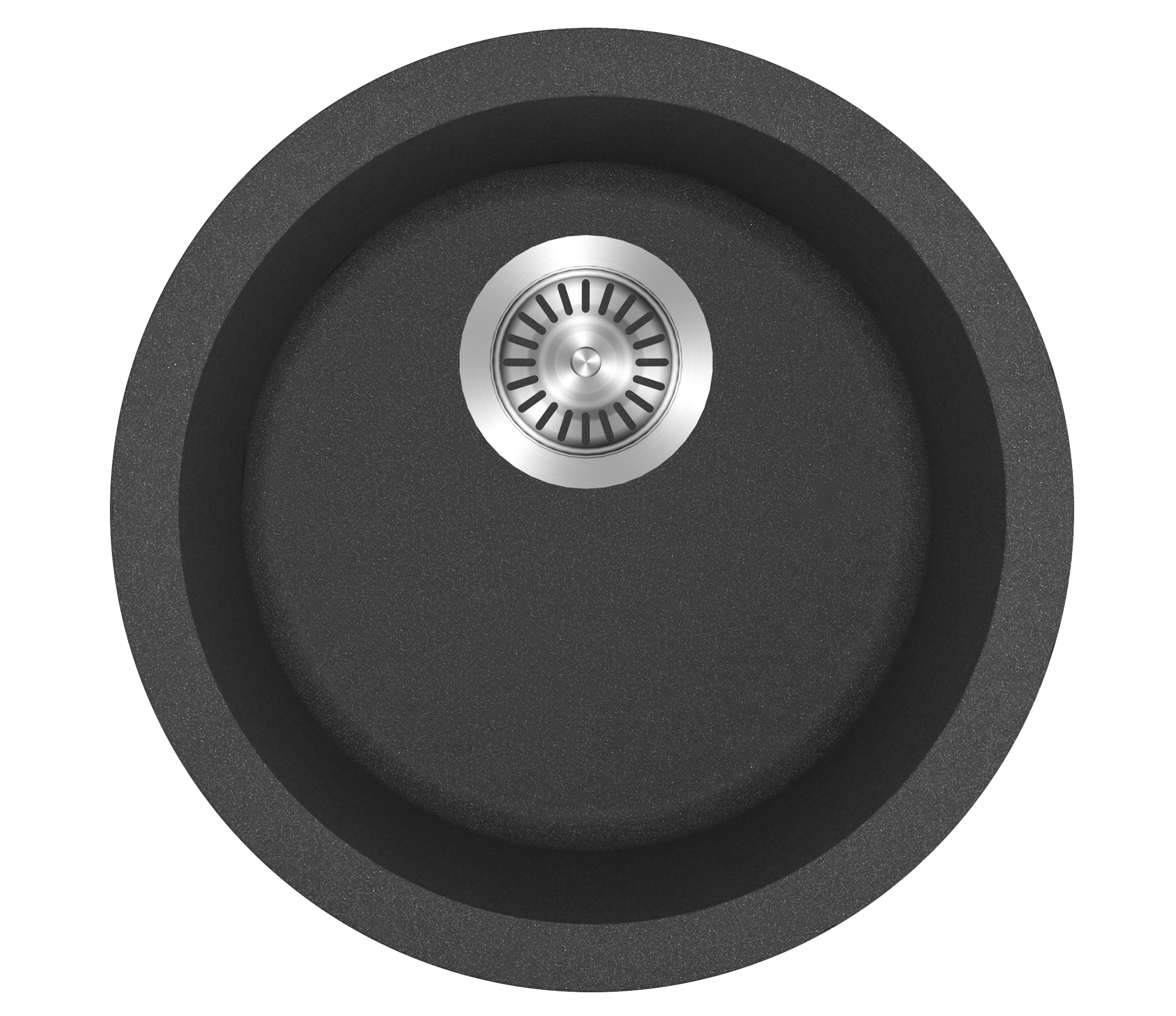Milano Granite  Round 400mm Sink Single Bowl Sink, Matte  Black