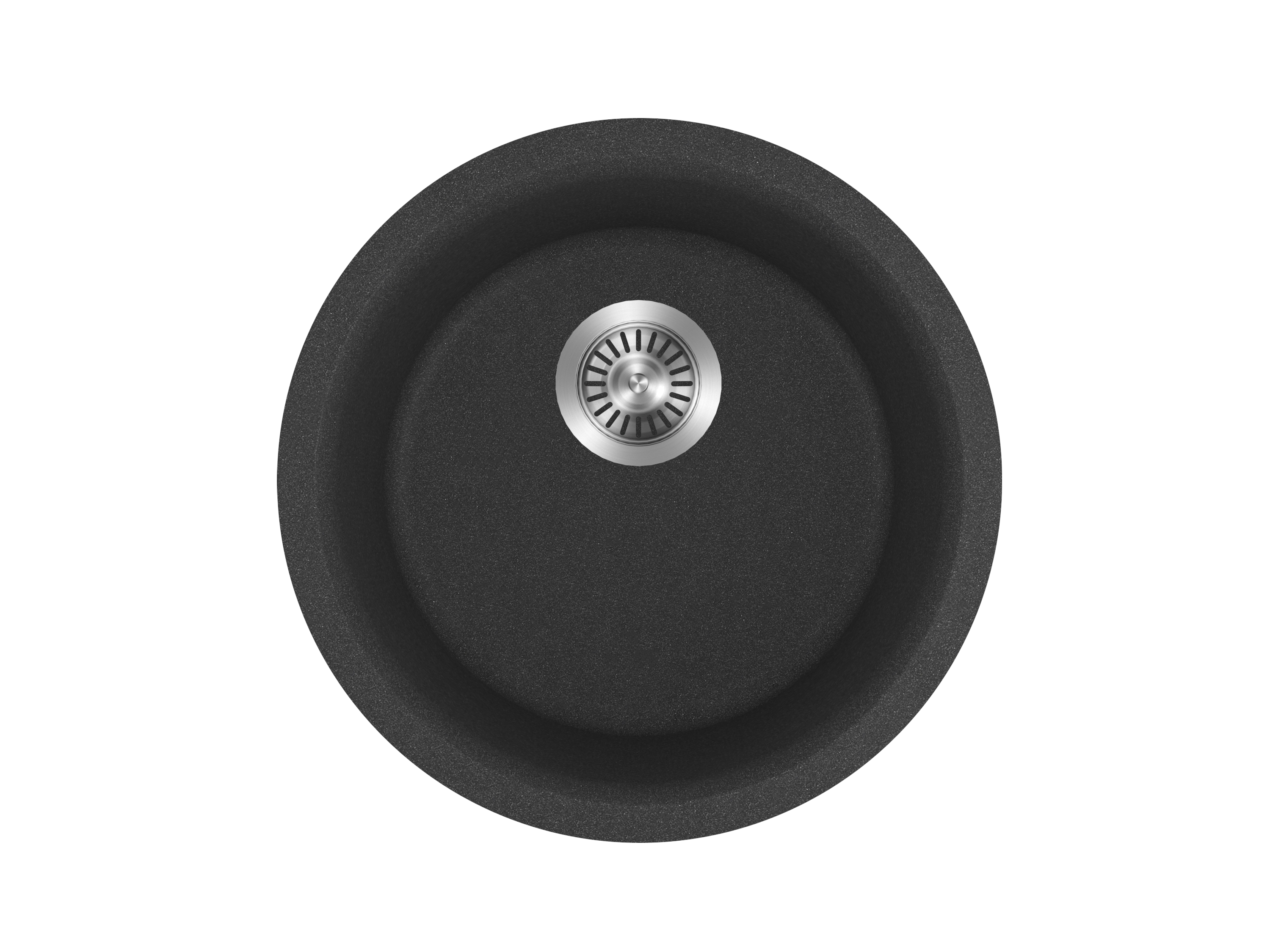 Milano Granite  Round 450mm Sink Single Bowl Sink, Matte  Black