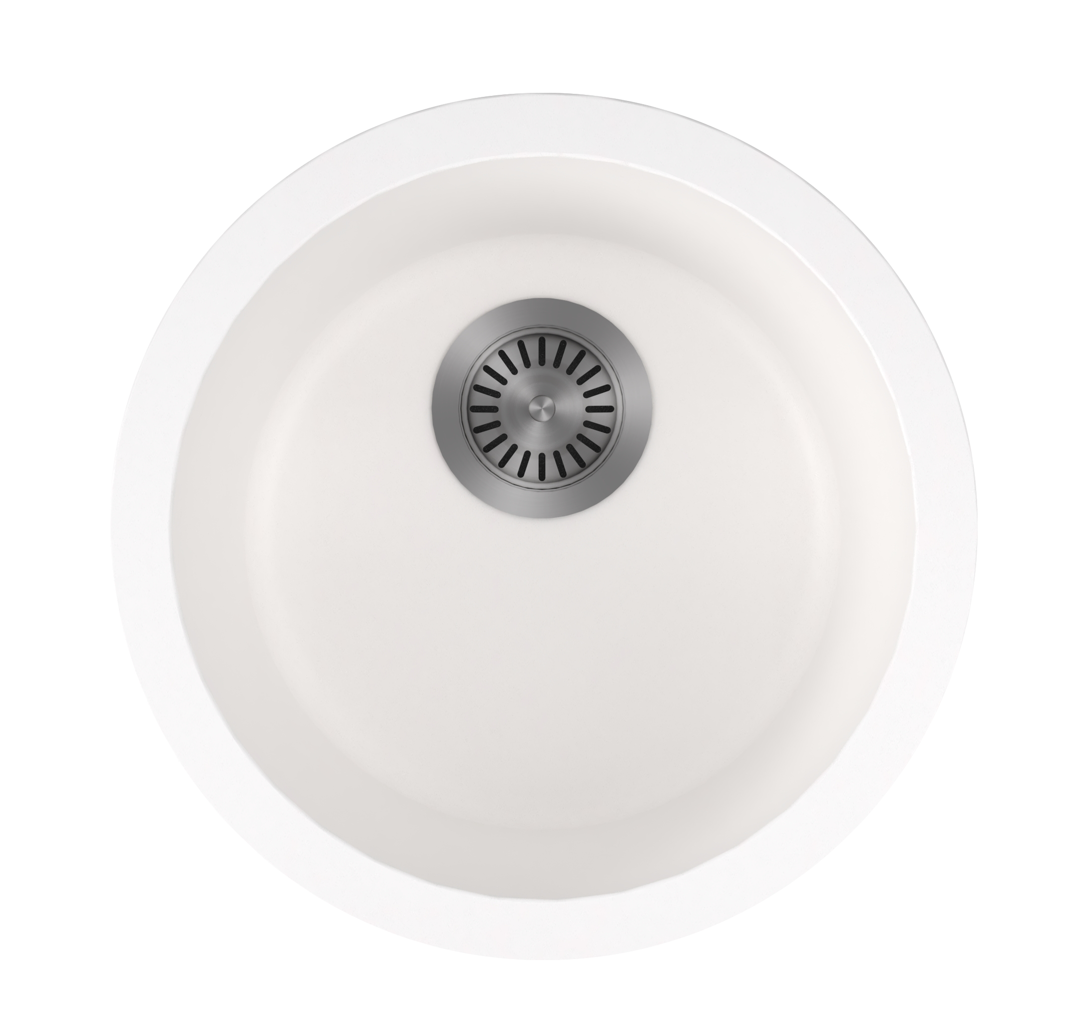 Milano Granite  Round 400mm Sink Single Bowl Sink, Matte  White