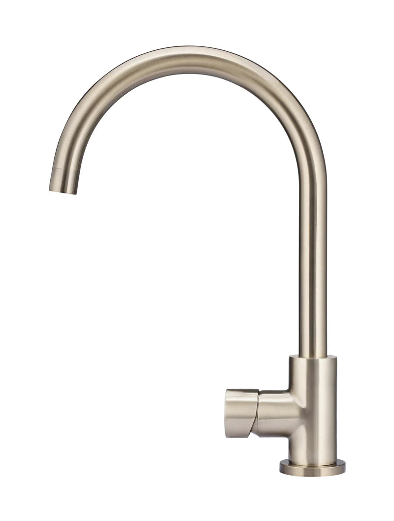 Meir Round Pinless Gooseneck Kitchen Mixer Tap, Champagne