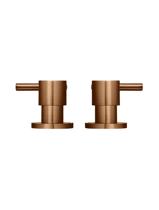 Meir Round Quarter-Turn Wall Taps | Lustre Bronze