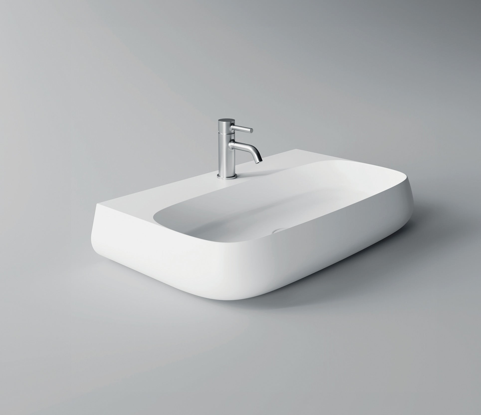 Studio Bagno Nur 75 Bench/Wall Basin 3TH - Matte White, Gloss White