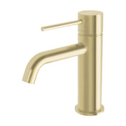 Phoenix Vivid Slimline Basin Mixer Curved Outlet - Lead Free, Brushed Gold ｜ Ideal Bathroom Centre