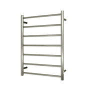 Heated Towel Rail - 600 x 800mm - 7 Round Bars - Cool Brushed Nickel - Bottom Left Power