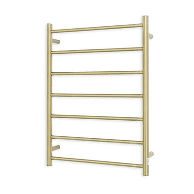 Radiant Low Voltage Light Gold Heated Towel Rail Round 600x800 - Right Power Outlet